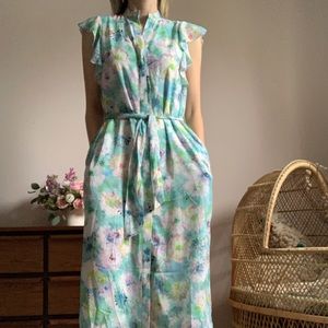 Catherine Malandrino Floral Print Tie Waist Dress Size Small